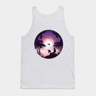 Mermaid Sunset, Beautiful Ocean View, Dolphin Jump Tank Top